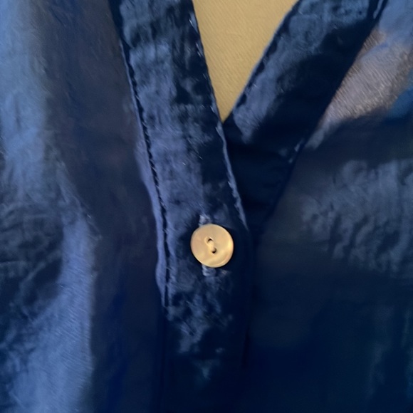 Shear royal blue half button up summer top. - Picture 5 of 5